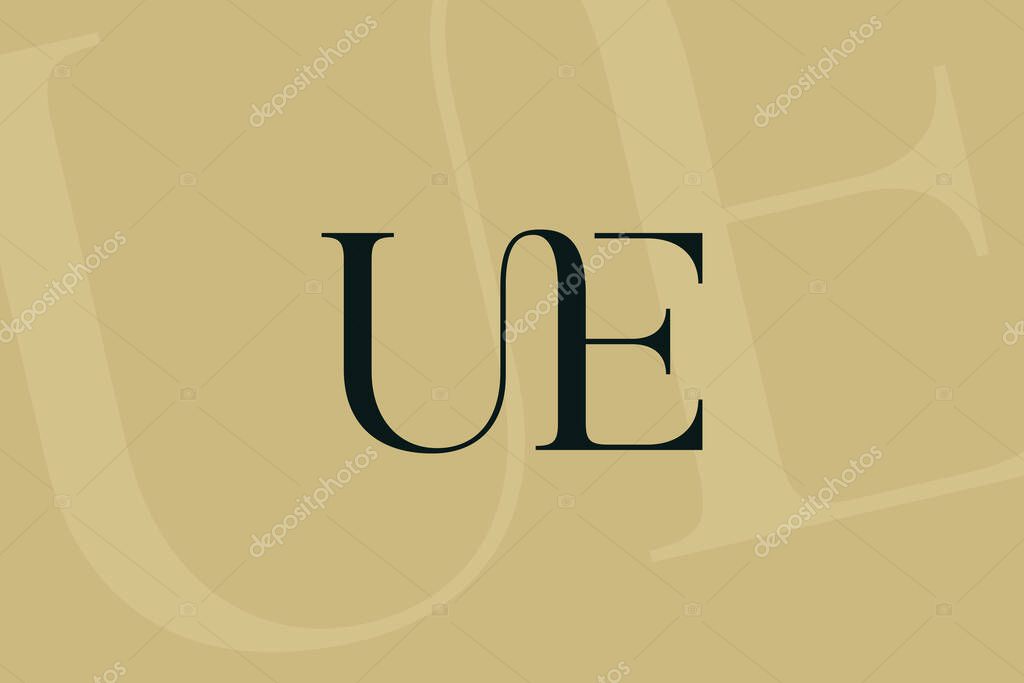 UE or EU letter logo icon design. Classic style luxury initials monogram.