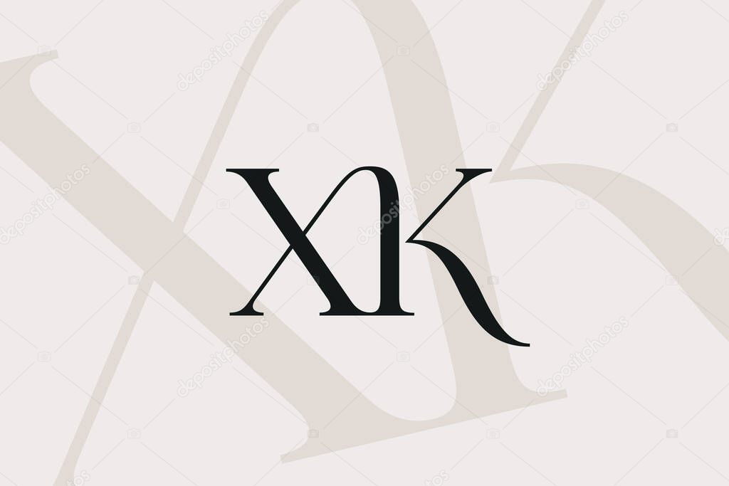 XK or KX letter logo icon design. Classic style luxury initials monogram.