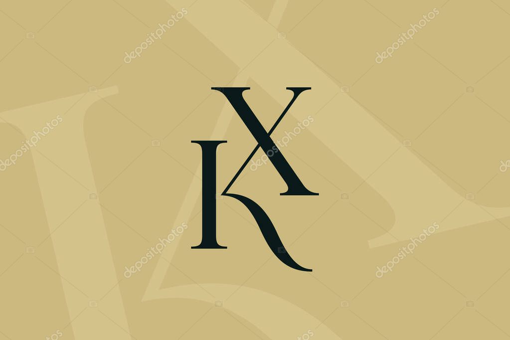 KX or XK letter logo icon design. Classic style luxury initials monogram.