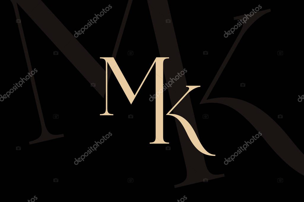 MK or KM letter logo icon design. Classic style luxury initials monogram.