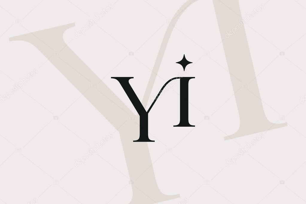 YI or IY letter logo icon design. Classic style luxury initials monogram.