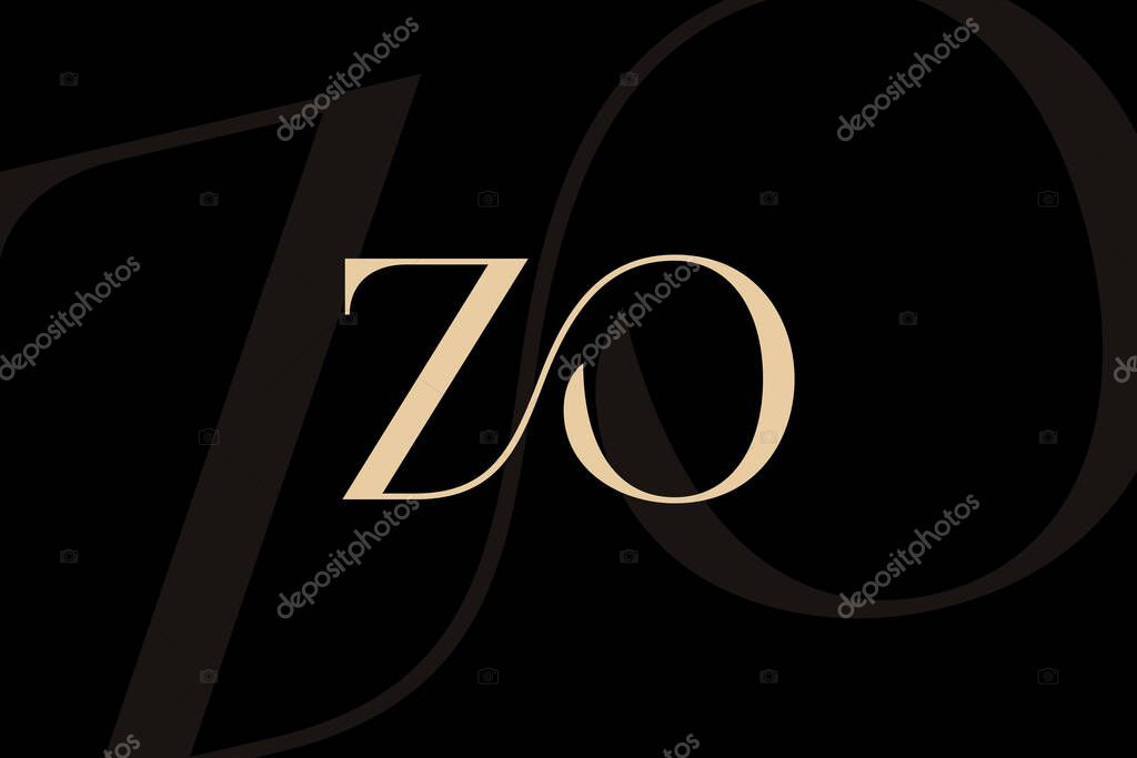 ZO or OZ letter logo icon design. Classic style luxury initials monogram.
