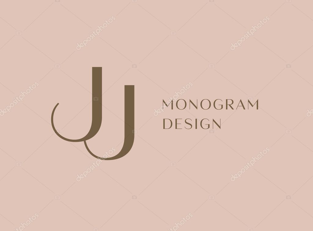 JJ letter logo icon design. Classic style luxury initials monogram.