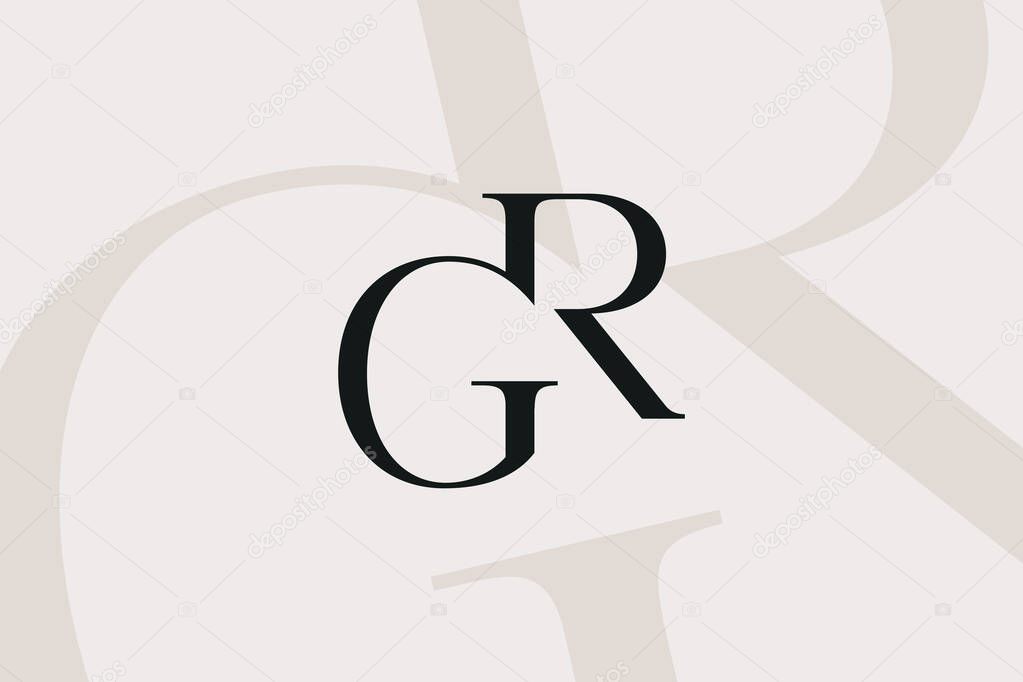 GR or RG letter logo icon design. Classic style luxury initials monogram.