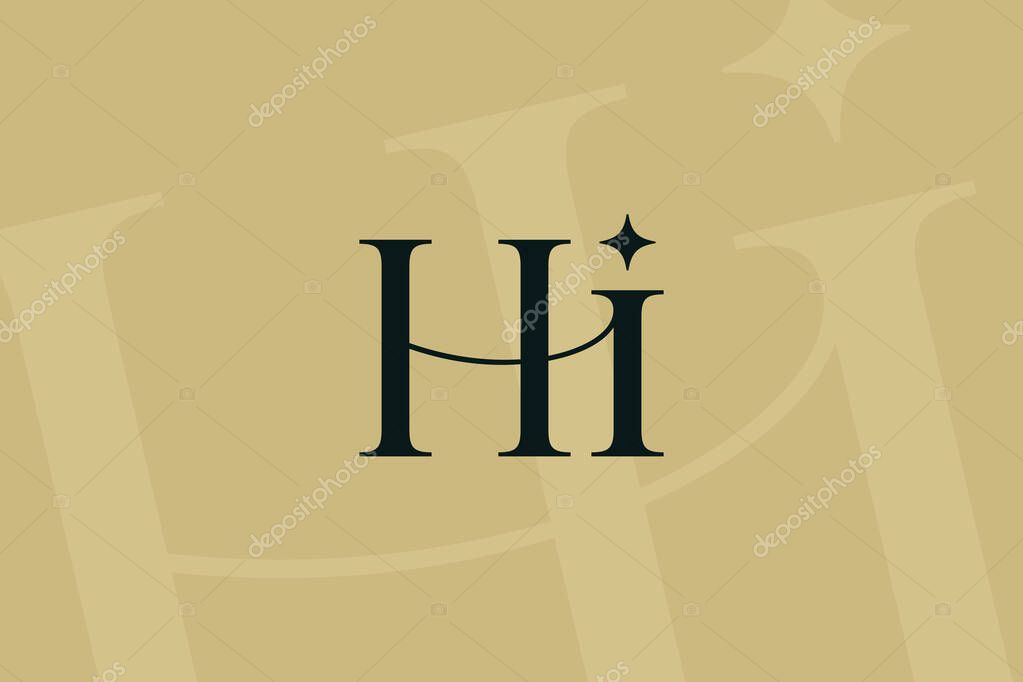 HI or IH letter logo icon design. Classic style luxury initials monogram.