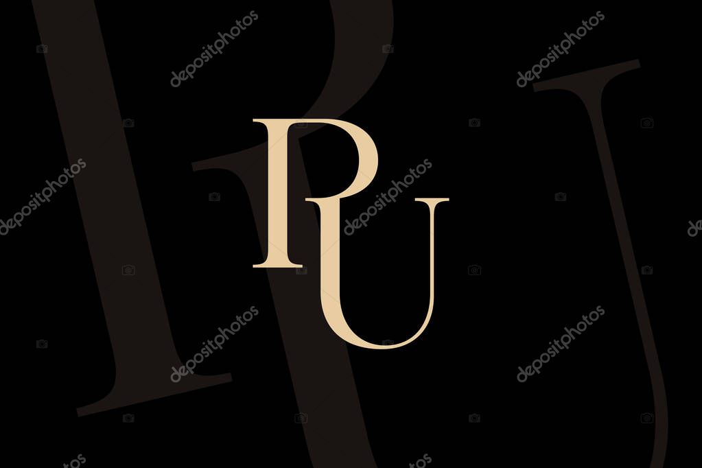 PU or UP letter logo icon design. Classic style luxury initials monogram.