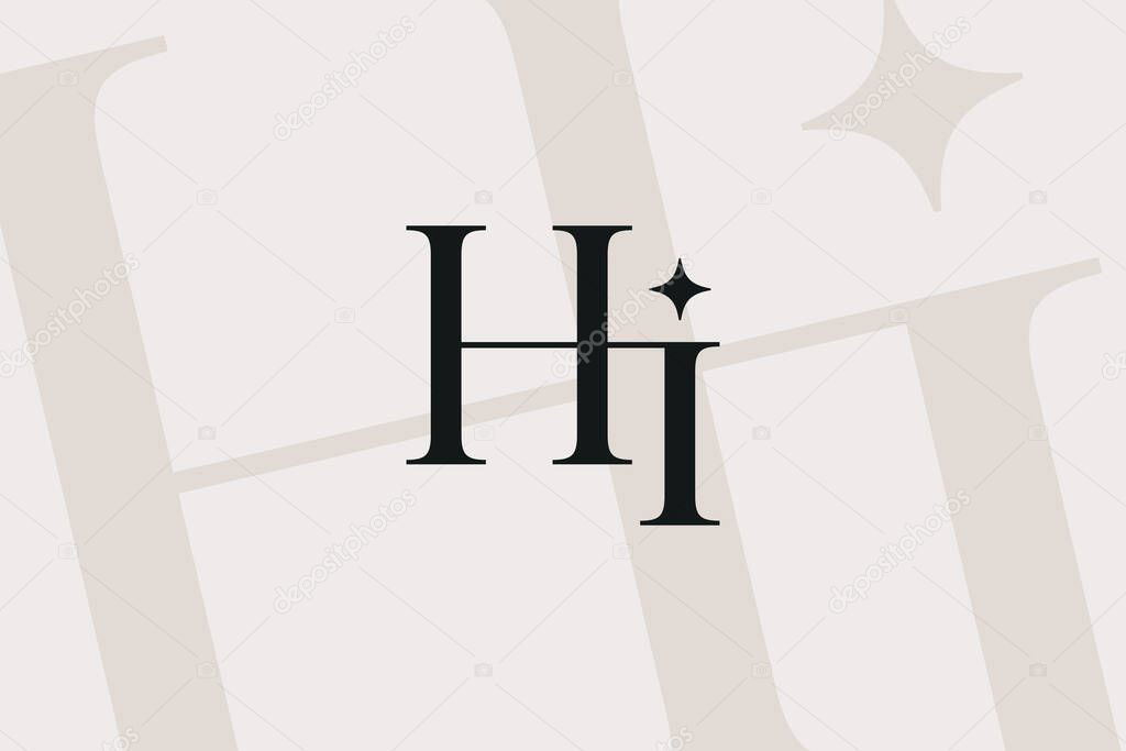 HI or IH letter logo icon design. Classic style luxury initials monogram.