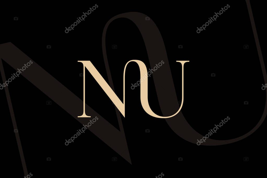 NU or UN letter logo icon design. Classic style luxury initials monogram.