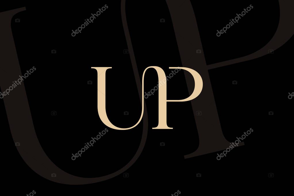 UP or PU letter logo icon design. Classic style luxury initials monogram.