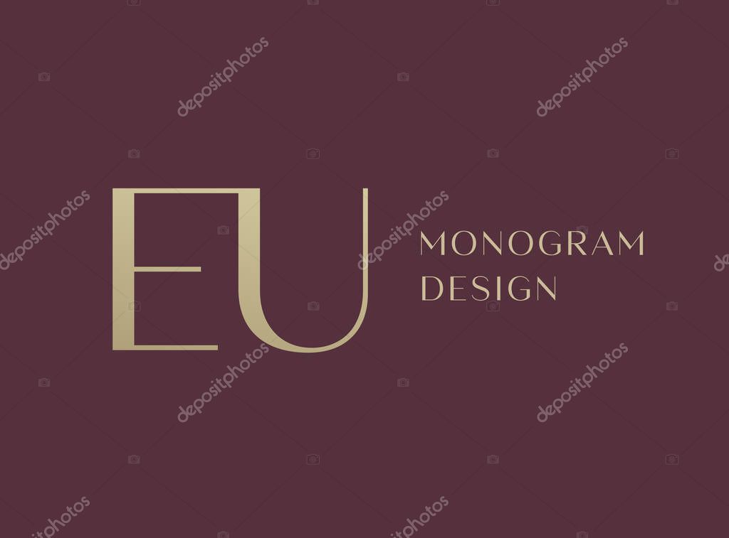 EU letter logo icon design. Classic style luxury initials monogram.