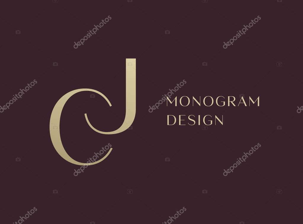 JC or CJ letter logo icon design. Classic style luxury initials monogram.