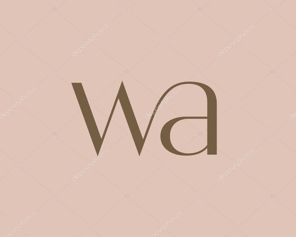 WA letter logo icon design. Classic style luxury initials monogram.