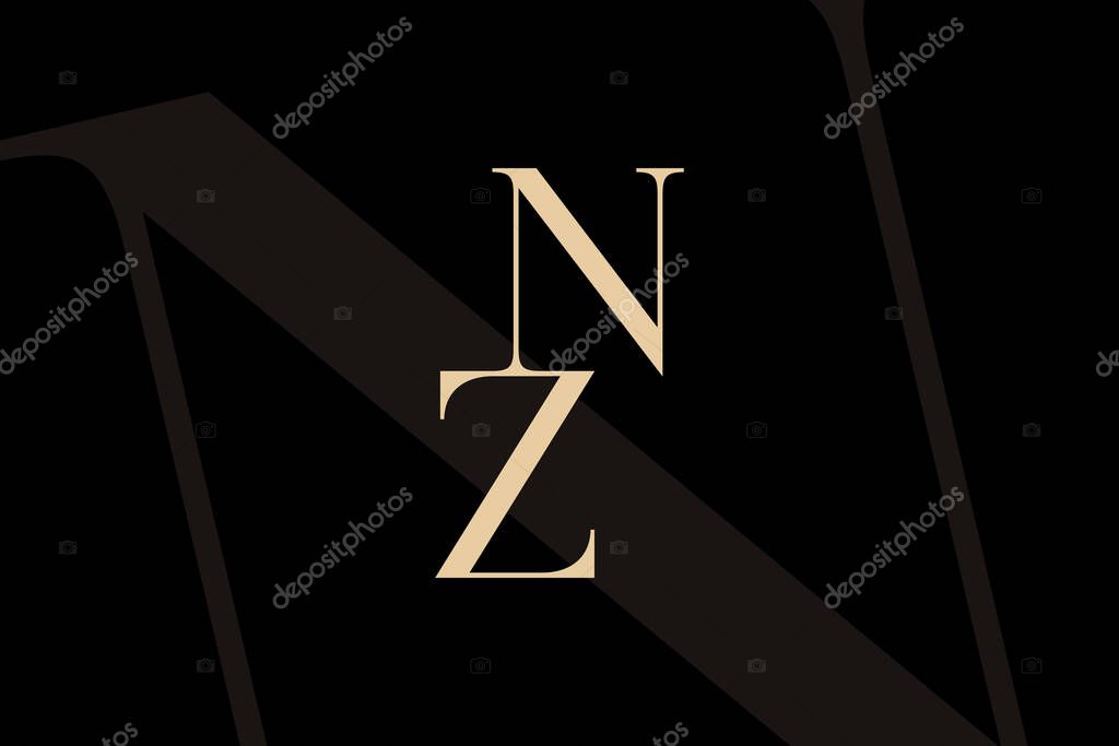 NZ or ZN letter logo icon design. Classic style luxury initials monogram.