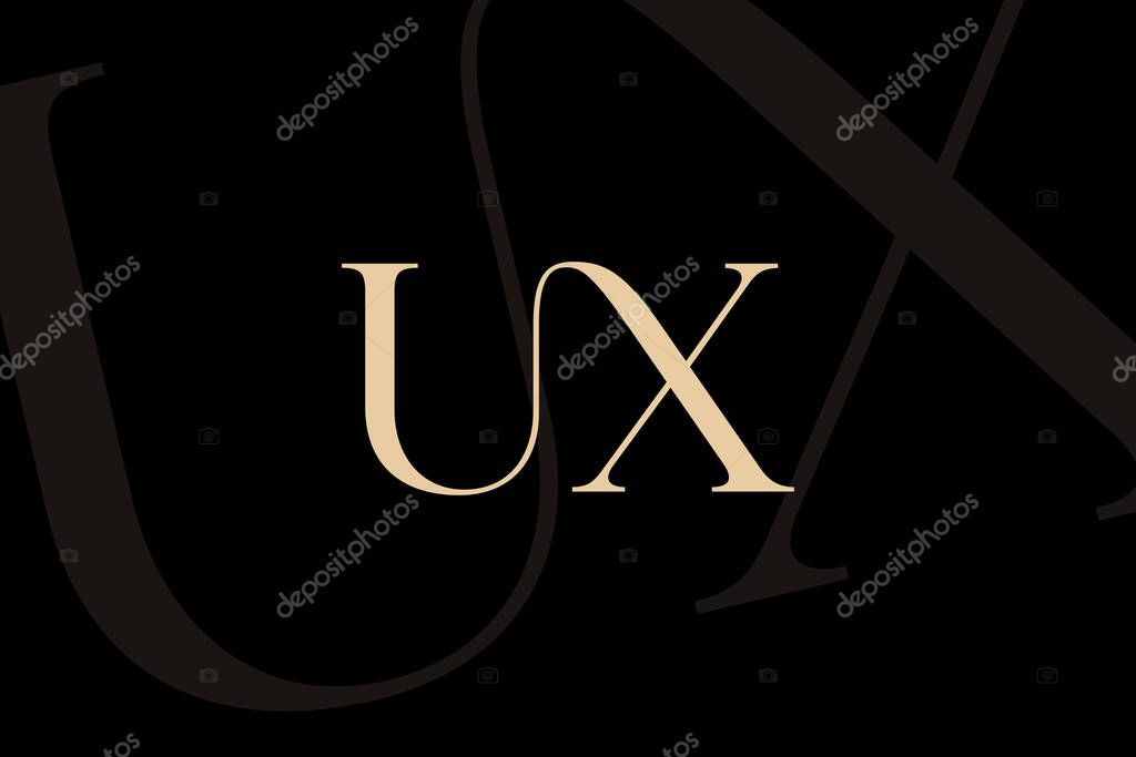 UX or XU letter logo icon design. Classic style luxury initials monogram.
