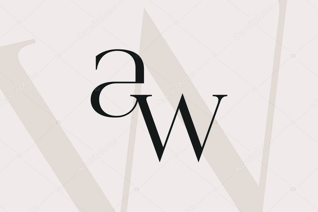AW or WA letter logo icon design. Classic style luxury initials monogram.