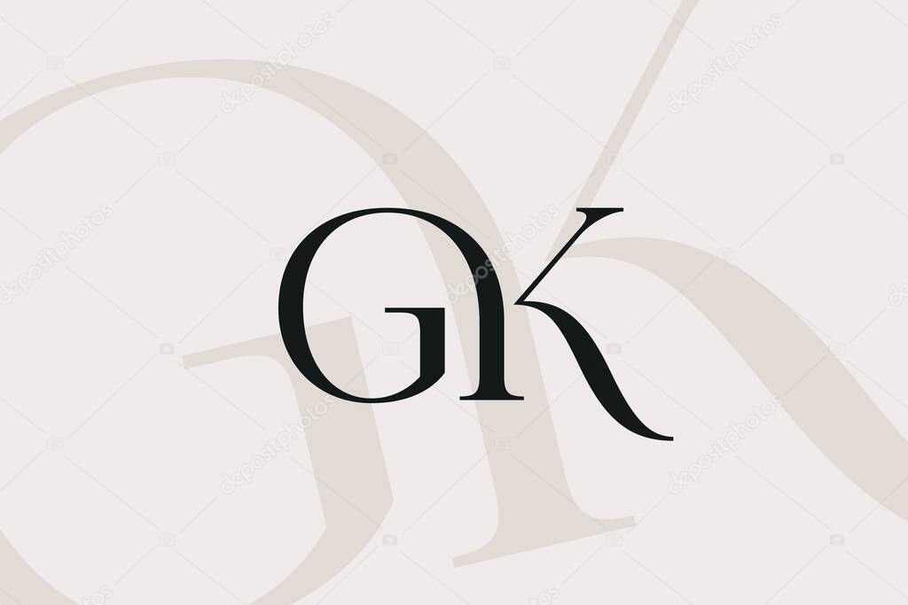 GK or KG letter logo icon design. Classic style luxury initials monogram.