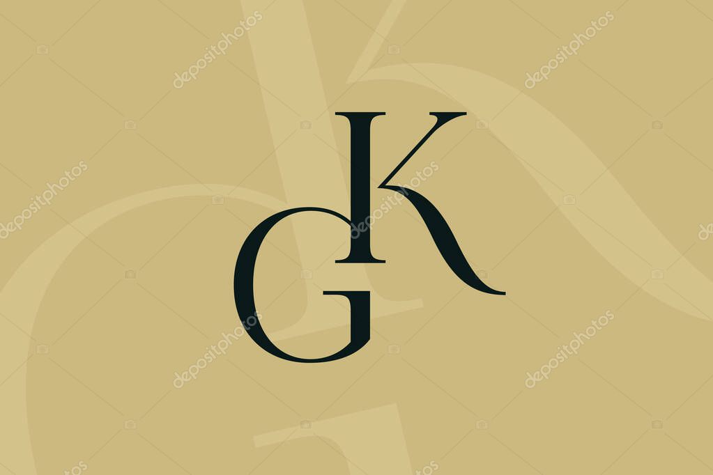 KG or GK letter logo icon design. Classic style luxury initials monogram.