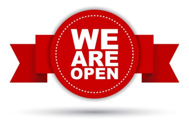 Biz açıktır kırmızı vektör afiş