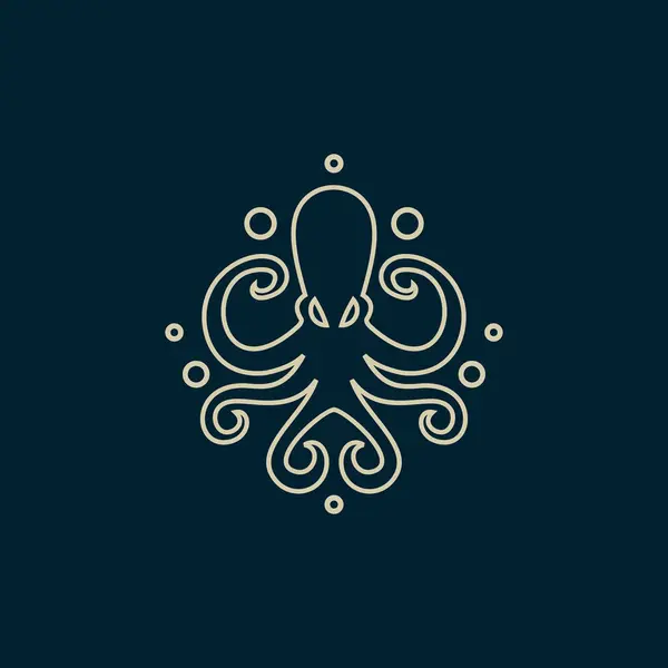 çizgi logosu ahtapot vektör çizimi