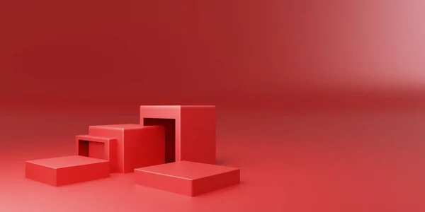 Renderização Fundo Geométrico Abstrato Vermelho Conceito Ano Novo Cena Para — Fotografia de Stock