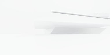 3d rendering of white gray abstract architecture background geometric. Scene for advertising design, technology, showroom, metaverse, cosmetic, sport, business. Sci-Fi Illustration. Product display