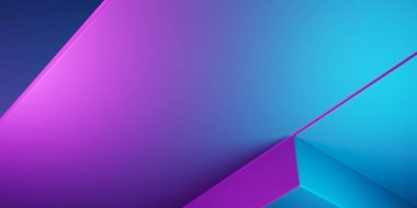 Mor ve mavi soyut geometrik arkaplanın 3D görüntüsü. Siber punk konsepti. Reklam, teknoloji, vitrin, afiş, kozmetik, moda, iş. Bilim-Kurgu İllüstrasyonu. Ürün görüntüsü