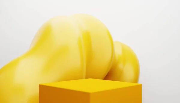 Renderelés Narancs Absztrakt Geometriai Minimális Fényes Háttér Jelenet Reklám Kozmetikai — Stock Fotó