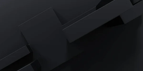Vykreslování Černé Architektury Abstraktní Geometrické Pozadí Scéna Pro Reklamu Techniku — Stock fotografie