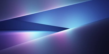 Mor ve mavi soyut geometrik arkaplanın 3D görüntüsü. Siber punk konsepti. Reklam tasarımı, teknoloji, vitrin, afiş, kozmetik, iş, metaevren. Bilim-Kurgu İllüstrasyonu. Ürün görüntüsü