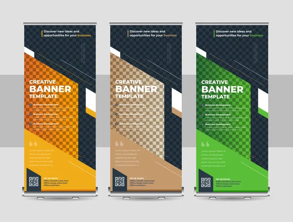 Набор Ведения Бизнеса Standee Design Шаблон Баннера Абстрактный Голубой Геометрический — стоковый вектор