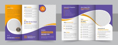 School trifold brochure design, Kids back to school education admission trifold brochure template, kids academy brochure template layout, company profile template