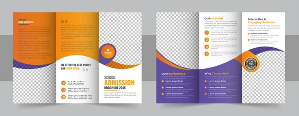 School Trifold Brochure Design Kids Back School Education Admission Trifold — Stock Vector