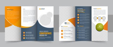 İş geliştirme konferansı broşür tasarımı, üç katlı iş broşürü, şirket broşürü, üç katlı şablon tasarımı, Business tri fold Brochure