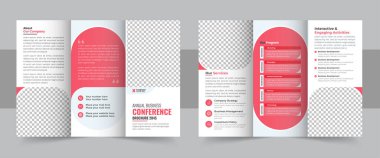 İş geliştirme konferansı broşür tasarımı, üç katlı iş broşürü, şirket broşürü, üç katlı şablon tasarımı, Business tri fold Brochure