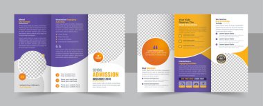 Çocuklar okula geri dönüyor. Üç katlı broşür, üç katlı okul kabul broşürü tasarımı, çocuk akademisi broşürü.