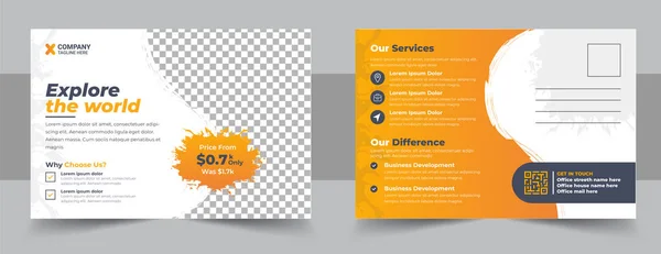 Corporate Creative Modern Travel Postcard Template Design Travel Postcard Design — Image vectorielle