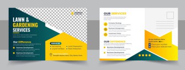 Lawn Mower Garden or Landscaping Service Postcard Template or Agro Firm Eddm Postcard Design, every door direct mail landscaping lawn care postcard, best lawn care Service postcard flyer template