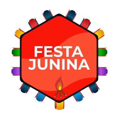 Brazilian Traditional Celebration Festa Junina. Portuguese Brazilian Text saying Friend's Village. Festa de Sao Joao. Arraia Portuguese Brazilian Text saying Fair. Festive Typographic Vector Art