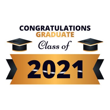 Congratulations! greeting sign. Congrats Graduated. Handwritten modern brush lettering with golden stars and academic cap. Text for card, T-shirt print, banner, poster. Isolated vector