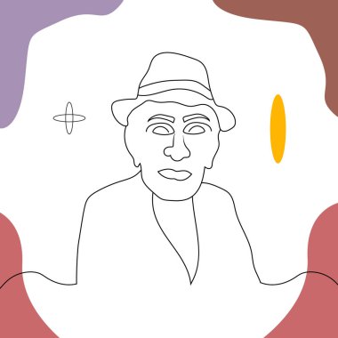 Sürekli çizgi, set yüzleri ve saç stili çizimi, moda konsepti, kadın güzellik minimalisti, tişört için vektör illüstrasyonu, slogan tasarım grafikleri tarzı