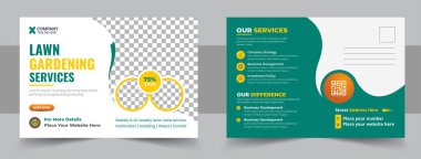 Lawn Mower Garden or Landscaping Service Postcard Template or Agro Firm Eddm Postcard template Set, Agro or lawn care Service postcard template, cleaning lawn