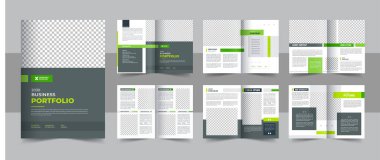 Broşür yaratıcı tasarım. Kapağı, arka ve iç sayfaları ile çok amaçlı şablon. Modern minimalist düz geometrik tasarım. Dikey a4 formatı.