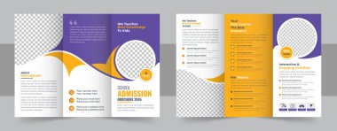 School trifold brochure design, Kids back to school education admission trifold brochure template, kids academy brochure template layout, company profile template