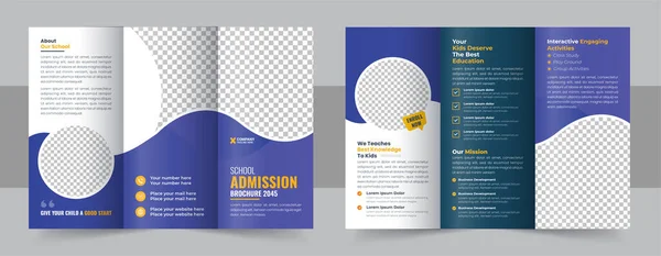 School Trifold Brochure Design Kids Back School Education Admission Trifold — 图库矢量图片