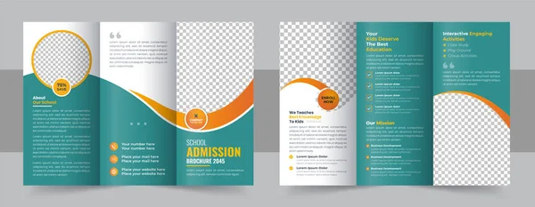 School Trifold Brochure Design Kids Back School Education Admission Trifold — 스톡 벡터