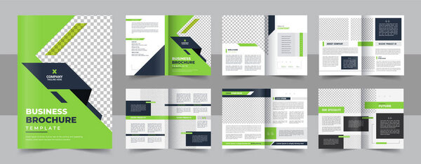 Business brochure template layout design, 12 page corporate brochure editable template layout, creative business brochure template