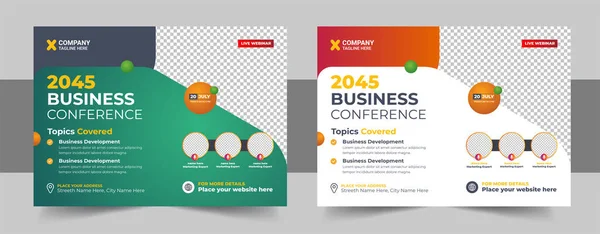Corporate Horizontale Business Conference Flyer Template Jaarlijkse Zakelijke Workshop Vergadering — Stockvector