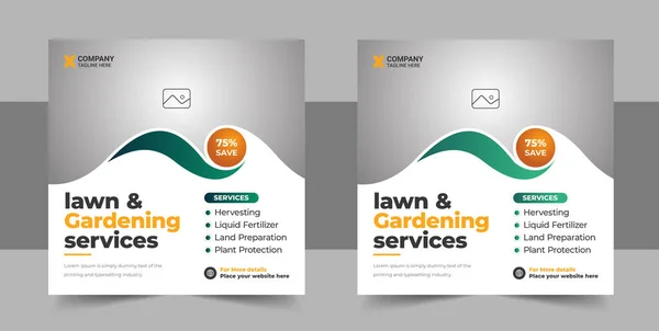 Lawn Care Gardening Service Social Media Post Template Design Serviço — Vetor de Stock