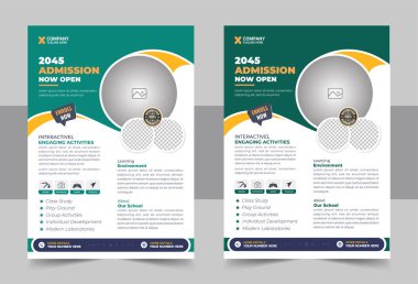 Kids back to school education admission flyer poster template, Creative and modern online school kids education admission flyer poster layout. Creative education admission flyer design clipart