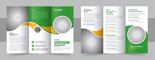 Drievoudig Brochureontwerp Voor Schooltoelating Drievoudig Brochuresjabloon Voor Kinderen Drievoudig Brochuresjabloon — Stockvector